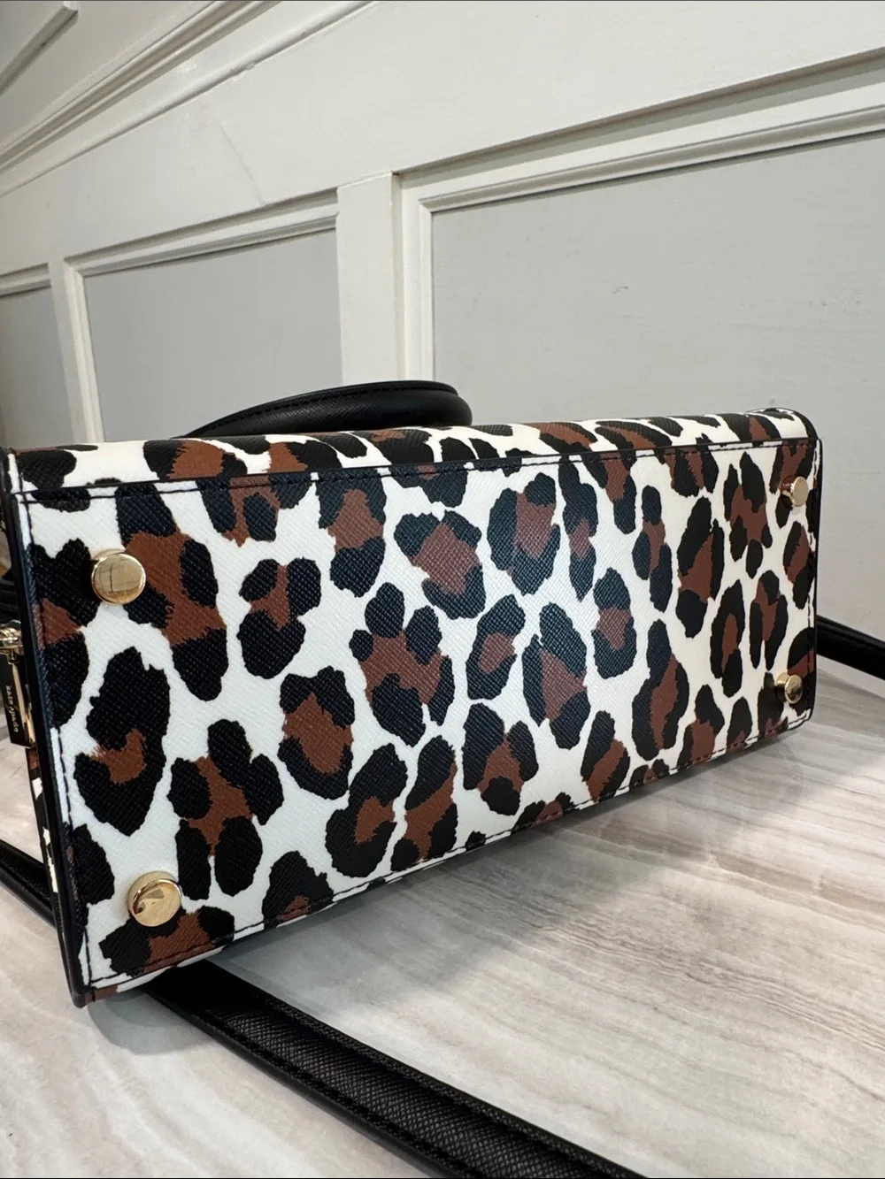 kate spade Bag Small Madison Spotted Animal Black & Brown Leopard Print Satchel